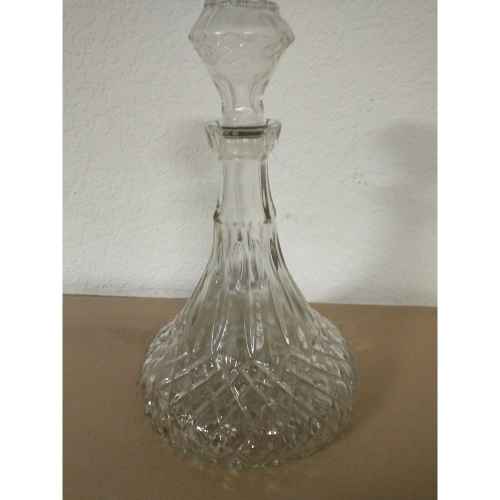 Gorgeous Clear Glass Ships Decanter With Matching Ground Glass Stopper